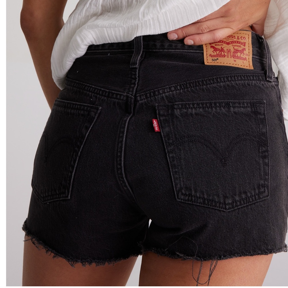 Levi's | Women's 501 Button Fly Cotton High-Rise Denim Shorts | Black Denim